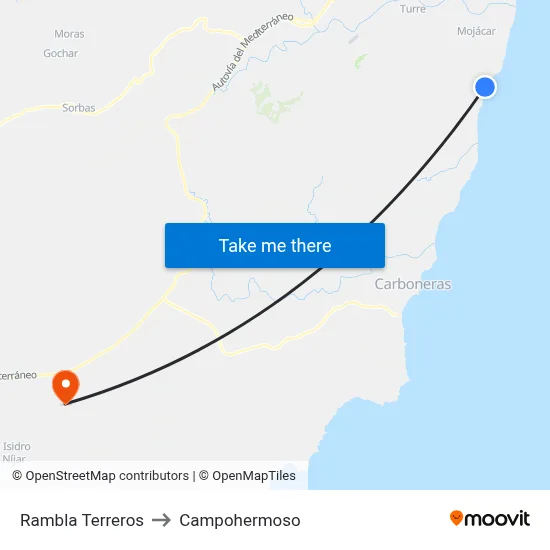 Rambla Terreros to Campohermoso map