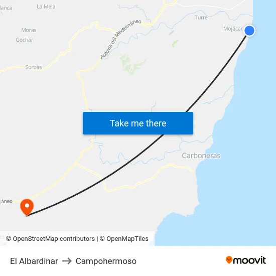 El Albardinar to Campohermoso map