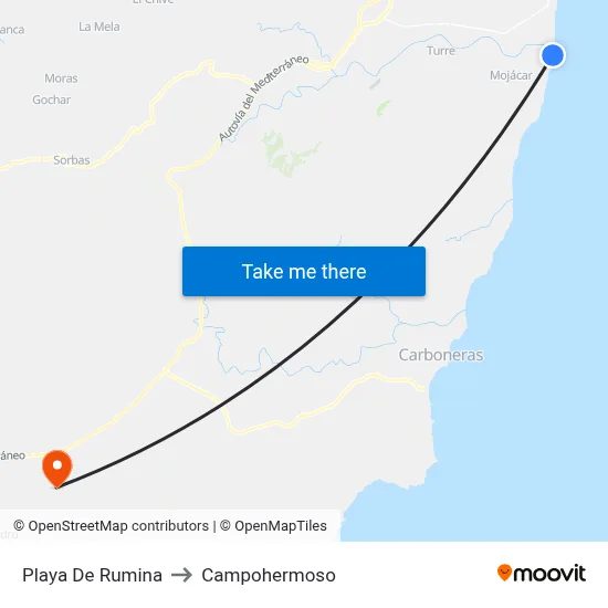 Playa De Rumina to Campohermoso map