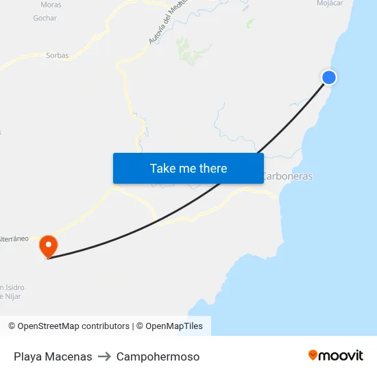 Playa Macenas to Campohermoso map