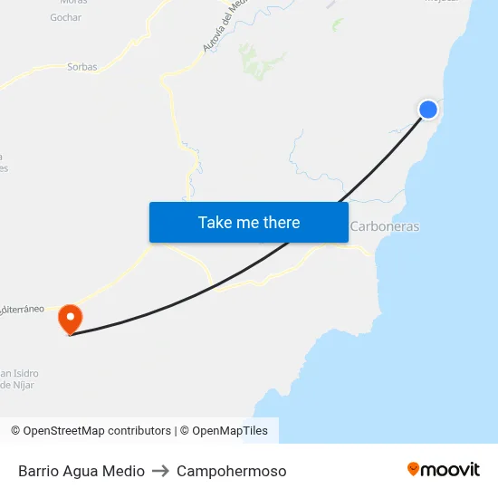 Barrio Agua Medio to Campohermoso map