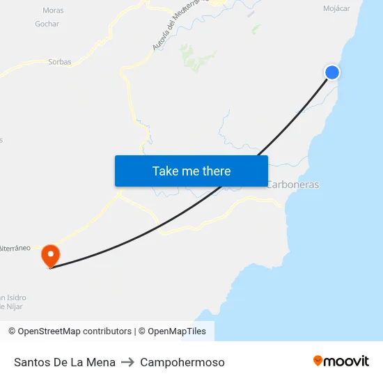Santos De La Mena to Campohermoso map