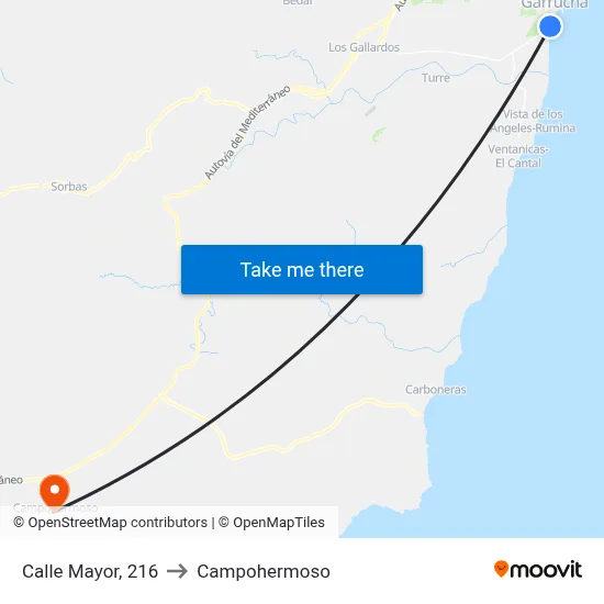 Calle Mayor, 216 to Campohermoso map