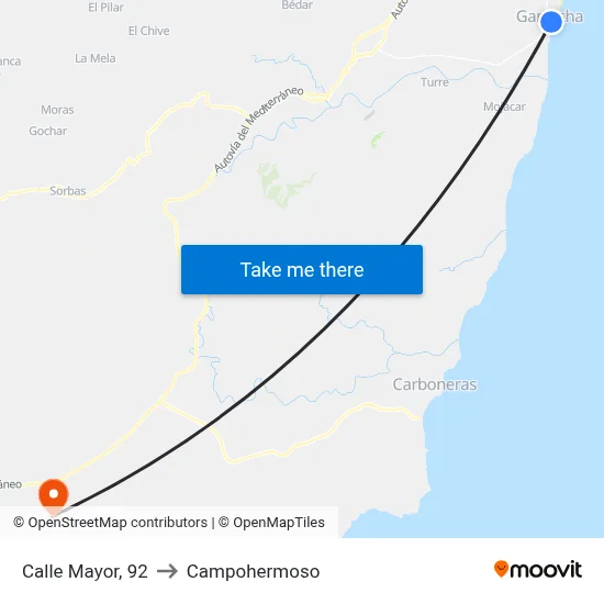 Calle Mayor, 92 to Campohermoso map