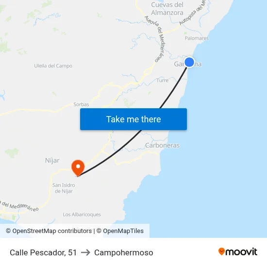Calle Pescador, 51 to Campohermoso map