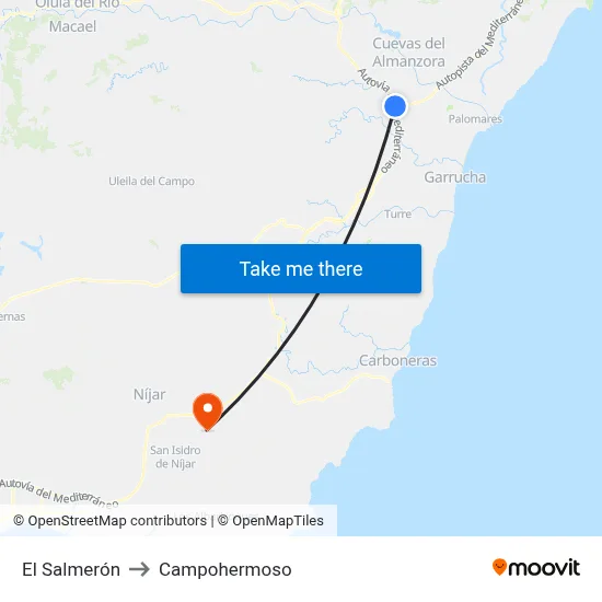 El Salmerón to Campohermoso map