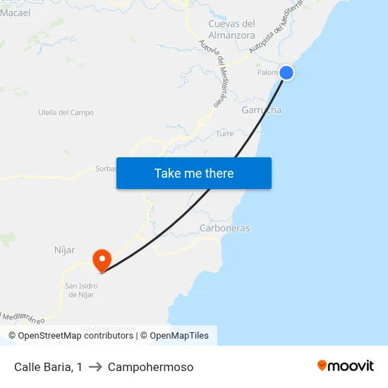 Calle Baria, 1 to Campohermoso map