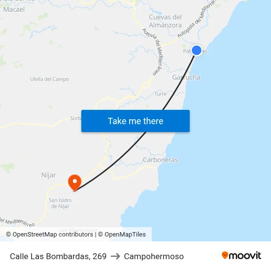 Calle Las Bombardas, 269 to Campohermoso map