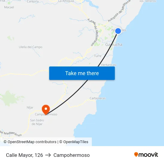 Calle Mayor, 126 to Campohermoso map