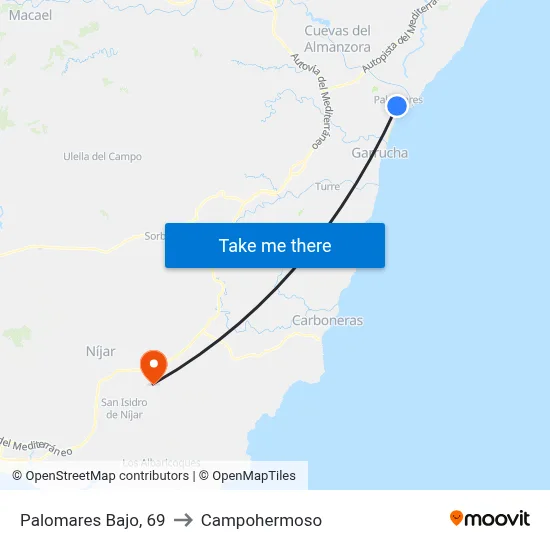 Palomares Bajo, 69 to Campohermoso map