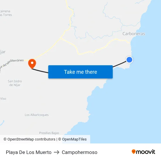 Playa De Los Muerto to Campohermoso map