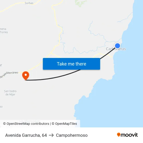 Avenida Garrucha, 64 to Campohermoso map