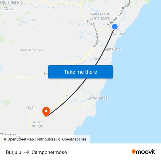 Burjulu to Campohermoso map