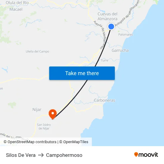 Silos De Vera to Campohermoso map