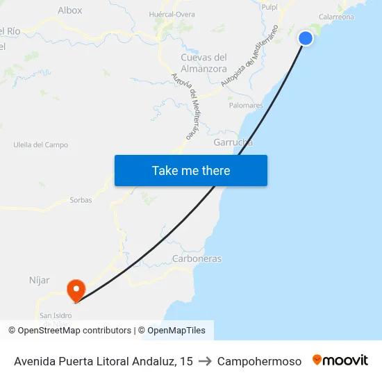 Avenida Puerta Litoral Andaluz, 15 to Campohermoso map