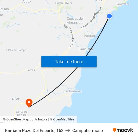 Barriada Pozo Del Esparto, 163 to Campohermoso map