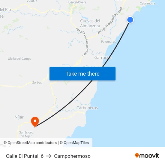Calle El Puntal, 6 to Campohermoso map