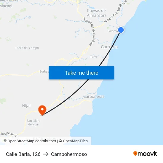 Calle Baria, 126 to Campohermoso map