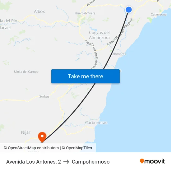 Avenida Los Antones, 2 to Campohermoso map