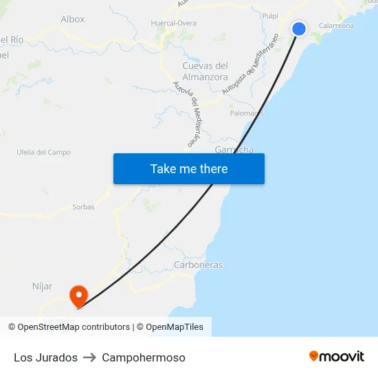 Los Jurados to Campohermoso map