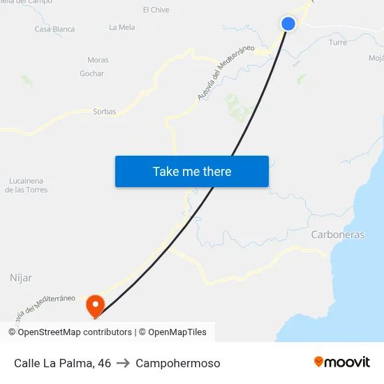 Calle La Palma, 46 to Campohermoso map
