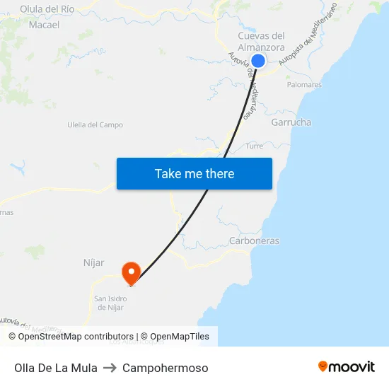Olla De La Mula to Campohermoso map