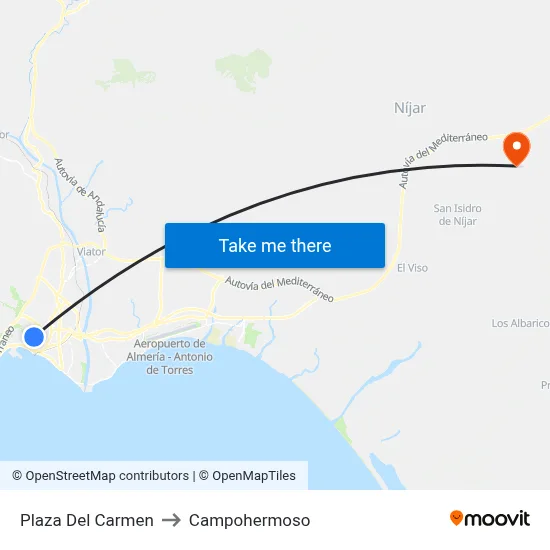 Plaza Del Carmen to Campohermoso map