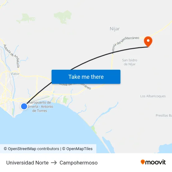 Universidad Norte to Campohermoso map