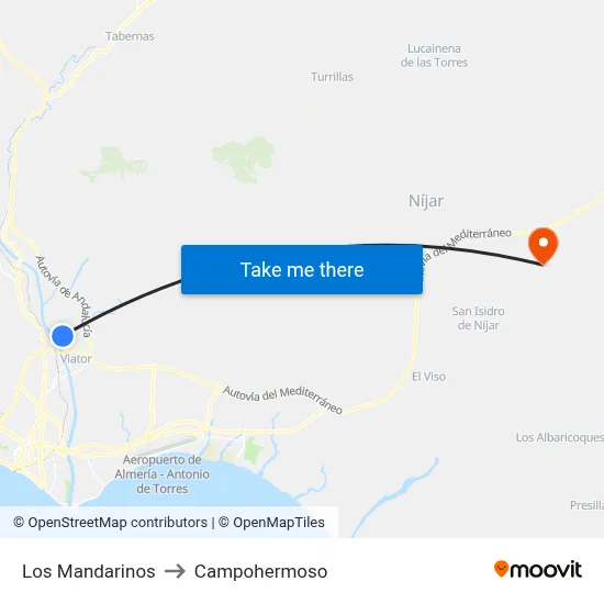 Los Mandarinos to Campohermoso map