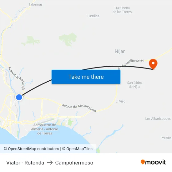 Viator - Rotonda to Campohermoso map