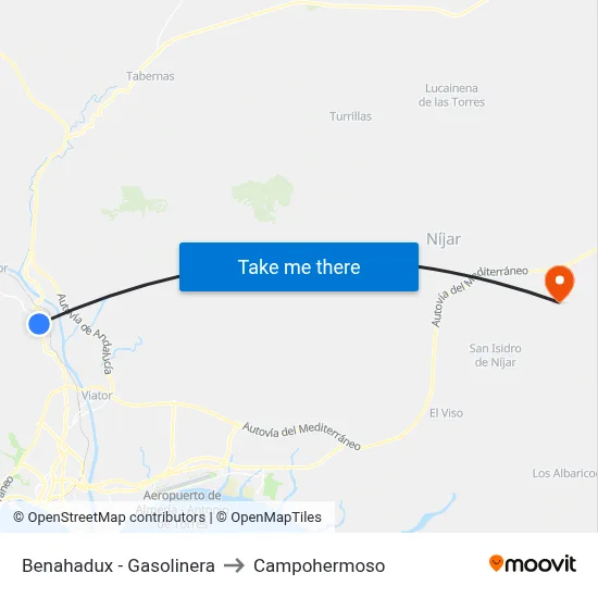 Benahadux - Gasolinera to Campohermoso map
