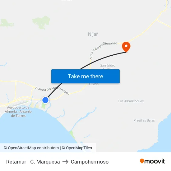Retamar - C. Marquesa to Campohermoso map