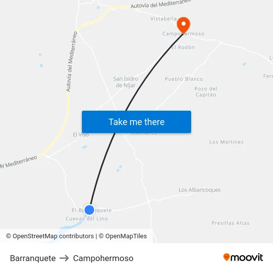 Barranquete to Campohermoso map