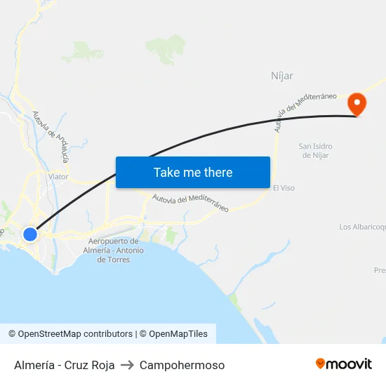 Almería - Cruz Roja to Campohermoso map