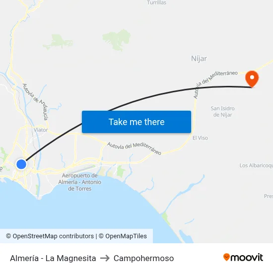 Almería - La Magnesita to Campohermoso map