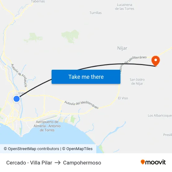 Cercado - Villa Pilar to Campohermoso map