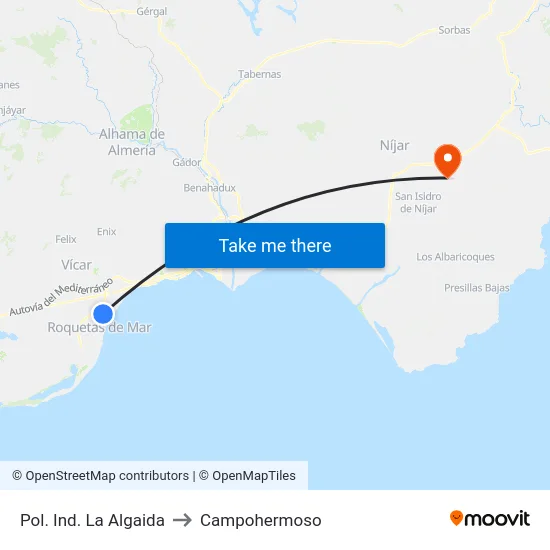 Pol. Ind. La Algaida to Campohermoso map