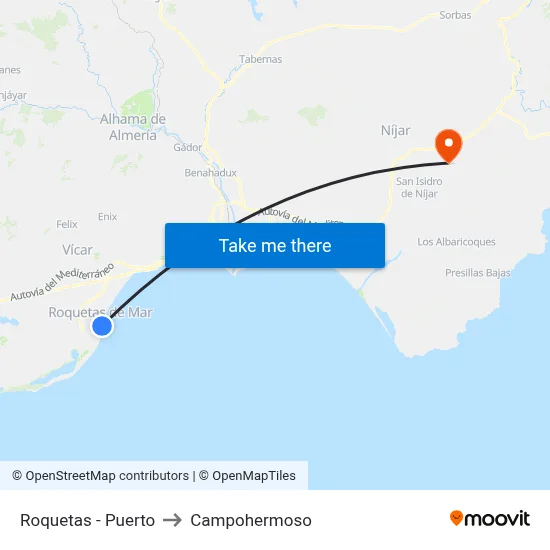 Roquetas - Puerto to Campohermoso map