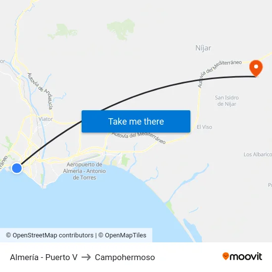 Almería - Puerto V to Campohermoso map