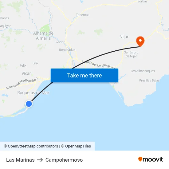 Las Marinas to Campohermoso map