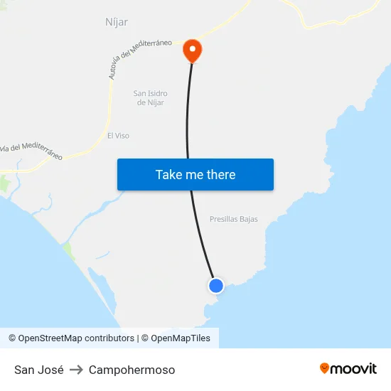 San José to Campohermoso map
