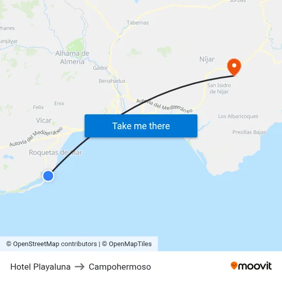 Hotel Playaluna to Campohermoso map