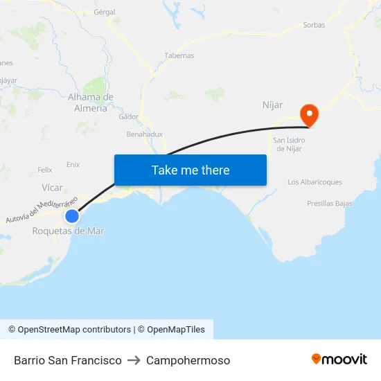 Barrio San Francisco to Campohermoso map