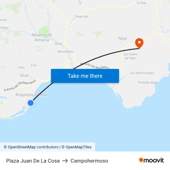 Plaza Juan De La Cosa to Campohermoso map