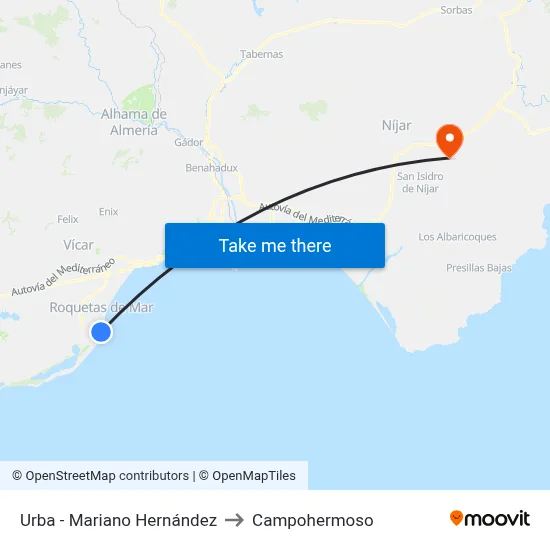 Urba - Mariano Hernández to Campohermoso map