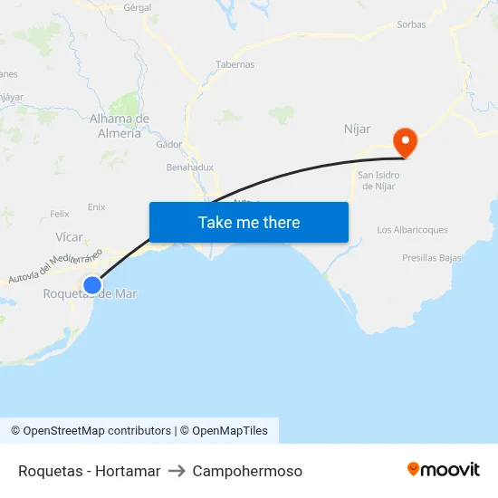 Roquetas - Hortamar to Campohermoso map