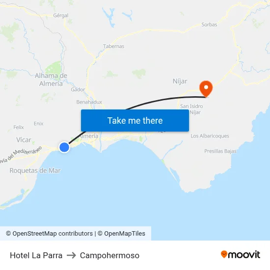 Hotel La Parra to Campohermoso map