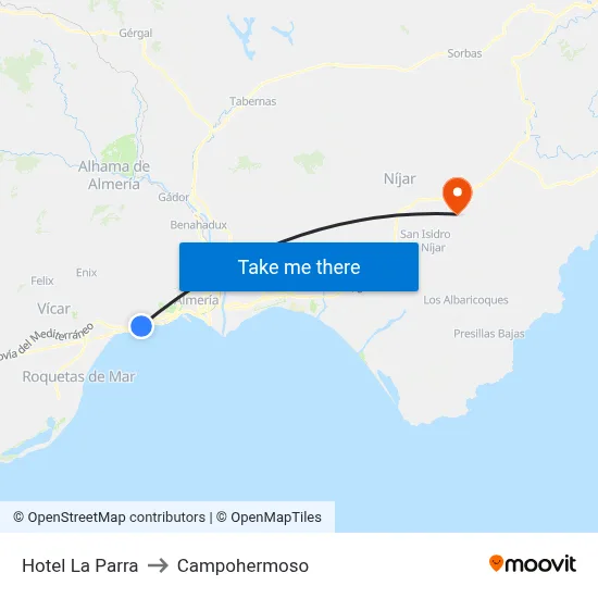 Hotel La Parra to Campohermoso map