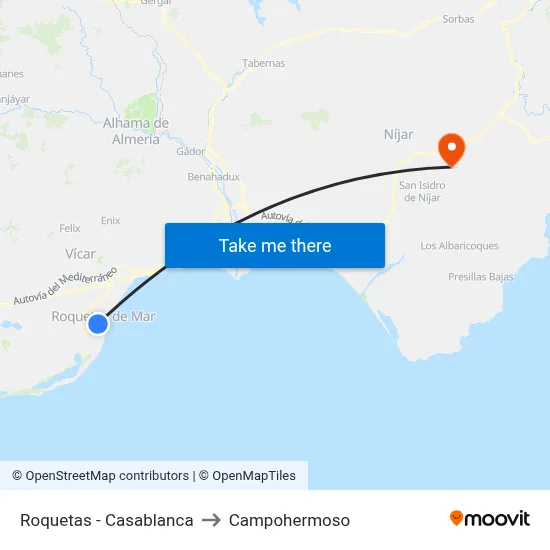 Roquetas - Casablanca to Campohermoso map