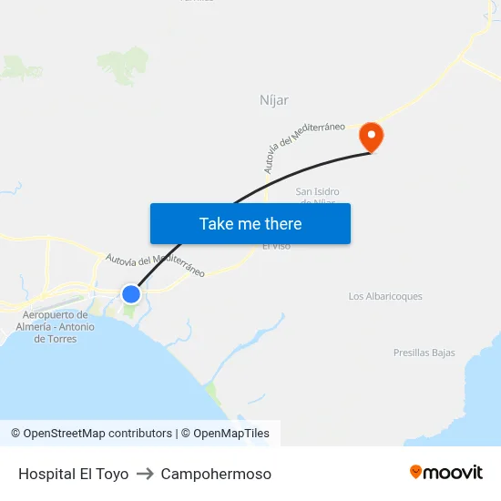 Hospital El Toyo to Campohermoso map